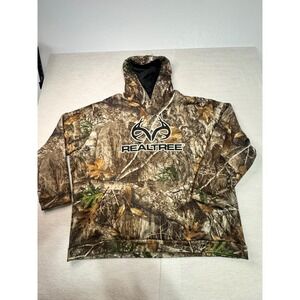 Realtree Edge Camo Hoodie Mens 2XL Brown Forest Camouflage Fleece Sweatshirt